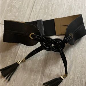 BCBG leather belt with gold hardware.